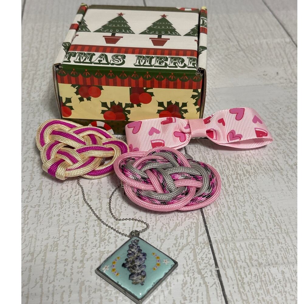 Handmade Celtic Hair Clips & Floral Resin Necklace Gift Set